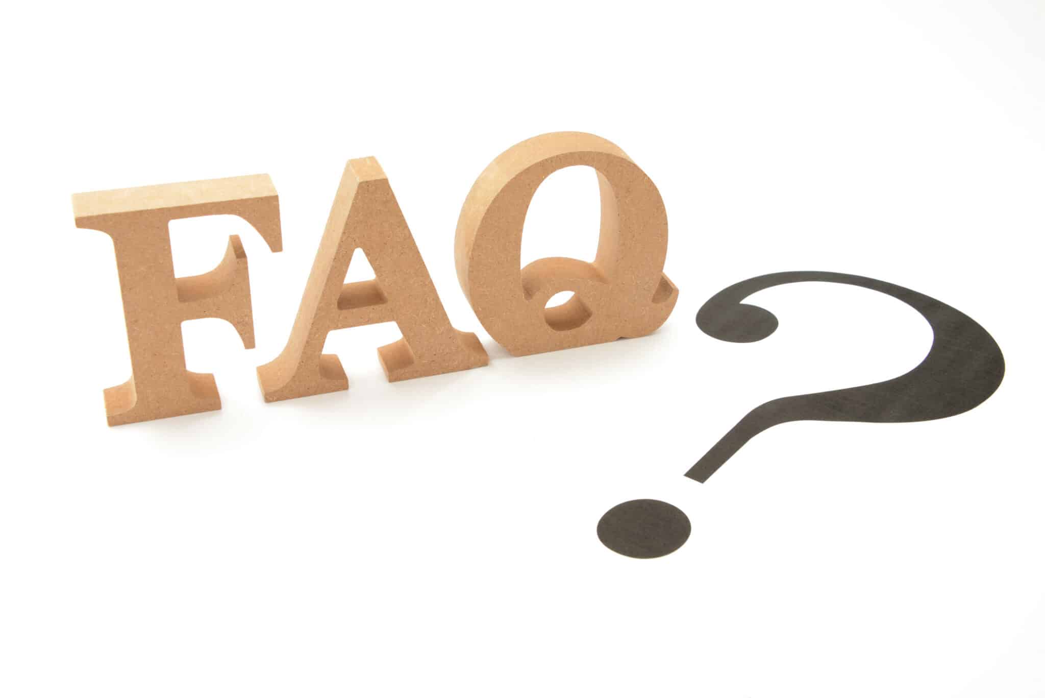 FAQ logo with question mark.